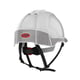 Casque de protection EVOLite® ventilé avec porte-badge, jugulaire 4 points, CR2 gris - blanc