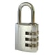 Cadenas à combinaison - Coffre aluminium - Anse acier - 3 molettes - Largeur 30 mm - Finition argent