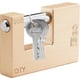 Cadenas rectangulaire monobloc laiton CITY avec 3 clés