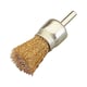 Brosse pinceau à fil ondulé en acier sur tige - Ø du pinceau 25 mm - Ø du fil 0,3 mm