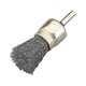 Brosse pinceau à fil ondulé en inox sur tige - Ø du pinceau 25 mm - Ø du fil 0,3 mm