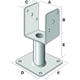 Pied de poteau PPUP en U sur platine 90 x 90 mm hauteur 100 mm acier galvanisé