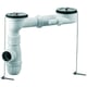 Vidage d'évier grès 2 cuves - plastique - Longueur : min 156 mm - max 260 mm - Hauteur : min 247 mm - max 282 mm sous evier - Diamètre de la bonde : 85 mm
