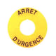 Plaque signalétique pour bouton 800F - 30,5 mm - "ARRÊT D'URGENCE" - 800F-15YF112