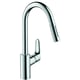 Mitigeur d'évier FOCUS 240 M41 avec douchette extractible - Finition : chromé - Hauteur du bec : 406 mm - Longueur du bec : 220 mm