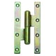 Paumelle PICARDE bouts ronds zingué blanc avec bague laiton - Hauteur totale 190 mm - Largeur totale 70 mm - zingué blanc époxy noir - gauche