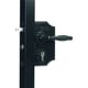 Serrure de portail style fer forgé à cylindre européen LAKQHU2 pour profil de 30 à 50 mm  noir RAL 9005