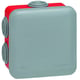 Boîte de dérivation étanche carrée PLEXO à clipser pour ERP - 80  x 80 x 45 mm - gris et rouge