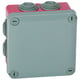 Boîte de dérivation étanche carrée PLEXO 1/4 de tour pour ERP - 105 x 105 x 55 mm - gris et rouge