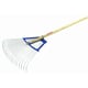 Balai pour gazon bimatière fil rond avec manche bois - 50 cm