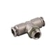 Raccord en Té pivotant mâle série 70216 - D=6 mm - G1/4" - laiton nickelé - 70216 6-1/4