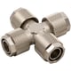 Raccord à compression instantané de liaison air comprimé croix 1300 - 5 mm - laiton nickelé