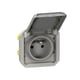Prise de courant 2P+T PLEXO composable - étanche - avec enjoliveur - 16 A - 250 V - gris