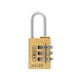 Cadenas à combinaison 3 molettes laiton 165 largeur 20 mm