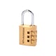 Cadenas à combinaison - Coffre aluminium - Anse acier - 3 molettes - Largeur 30 mm - Finition laiton