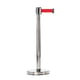 Poteau de guidage en inox aspect chromé avec sangle rouge de 2 mètres