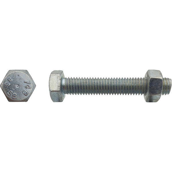 Lot De 10 Boulons à Tête Hexagonale M12x1.75 - Longueur 40 Mm - Grade 8.8 - Zinc - Pour Bricolage