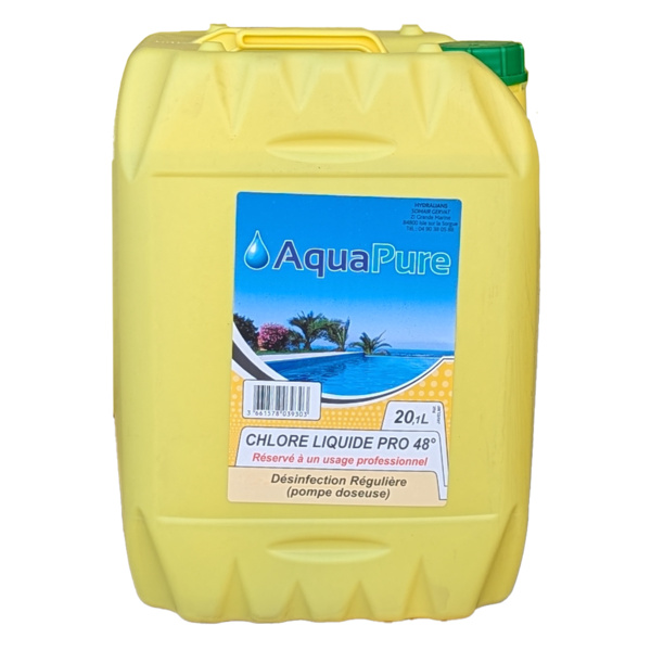 Chlore Liquide PRO 48 anti-tartre 20 L | HYDRALIANS