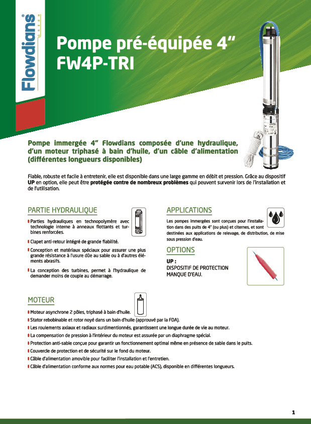 Pompe de forage automatique FW4P-TECH 5/45M - FLOWDIANS
